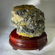 Natural Pegmatite with Wooden Stand Display 1,552.8g 155.7 by 113.0 by 148.0mm - Huangs Jadeite and Jewelry Pte Ltd