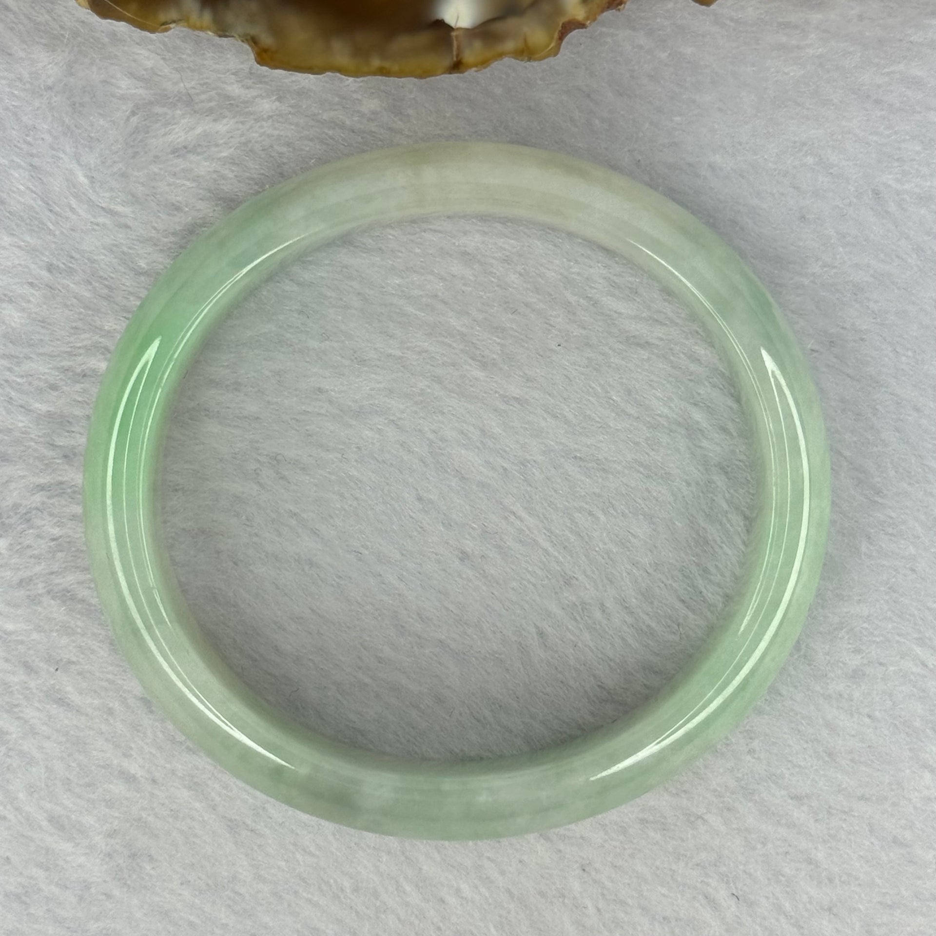 Type A Green Jadeite Oval Bangle 36.75g Internal Diameter 50.2mm 13.4 by 7.2mm (Internal Lines) - Huangs Jadeite and Jewelry Pte Ltd
