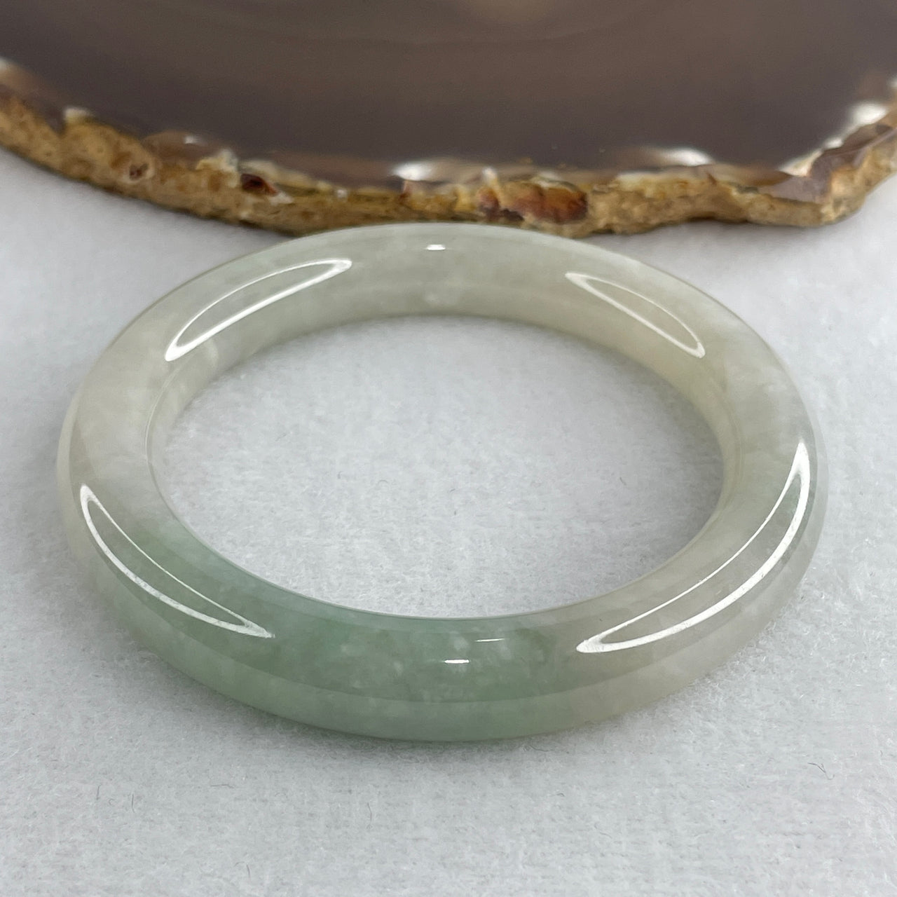 Natural Type A Multicolor Jadeite Bangle | 55.0mm Light Yellowish Green with Bold Blueish-Green Patch | "Perfect" Grade Premium Luxury "Fei Cui" Round Wrist Heirloom (55.90g 10.2x10.1mm)