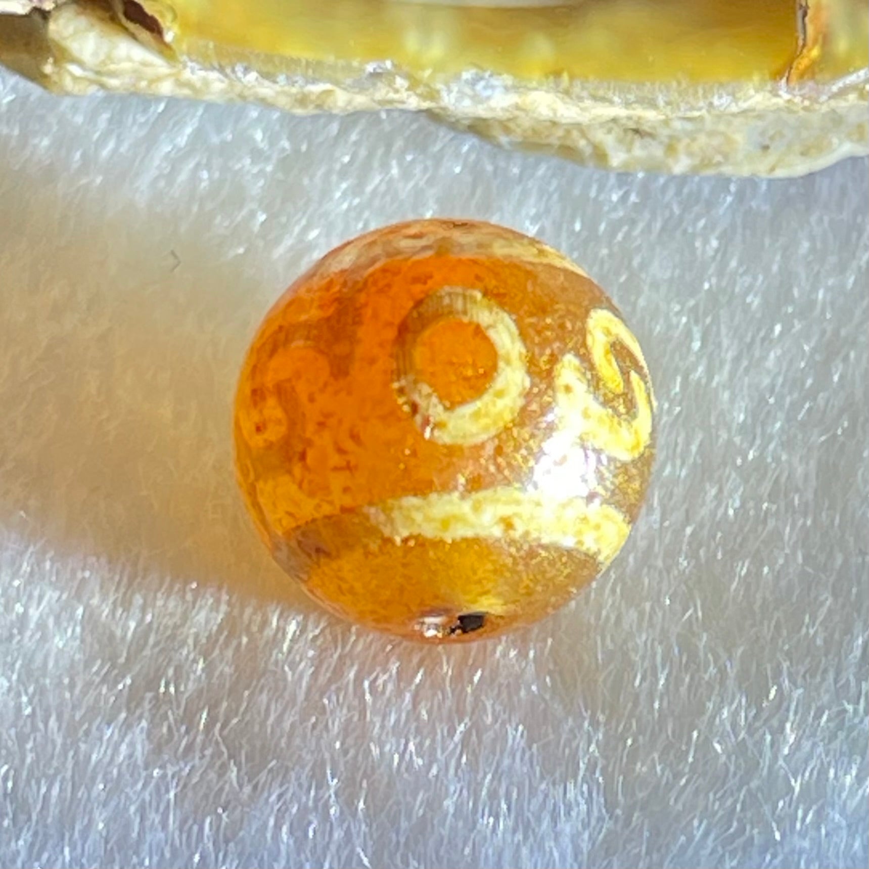 Natural Powerful Tibetan Old Oily Agate 3 Eyed Dharma Vajra Dzi Bead Heavenly Master (Tian Zhu) 三眼金刚杵天珠 1.46g 10.1 by 10.4mm - Huangs Jadeite and Jewelry Pte Ltd