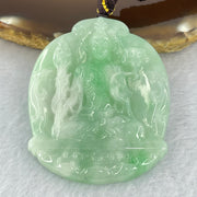 Type A Light Green with Apple Green Jadeite Guan Yin Bodhisattva Pendant 25.90g 53.3 by 44.5 by 6.2mm - Huangs Jadeite and Jewelry Pte Ltd