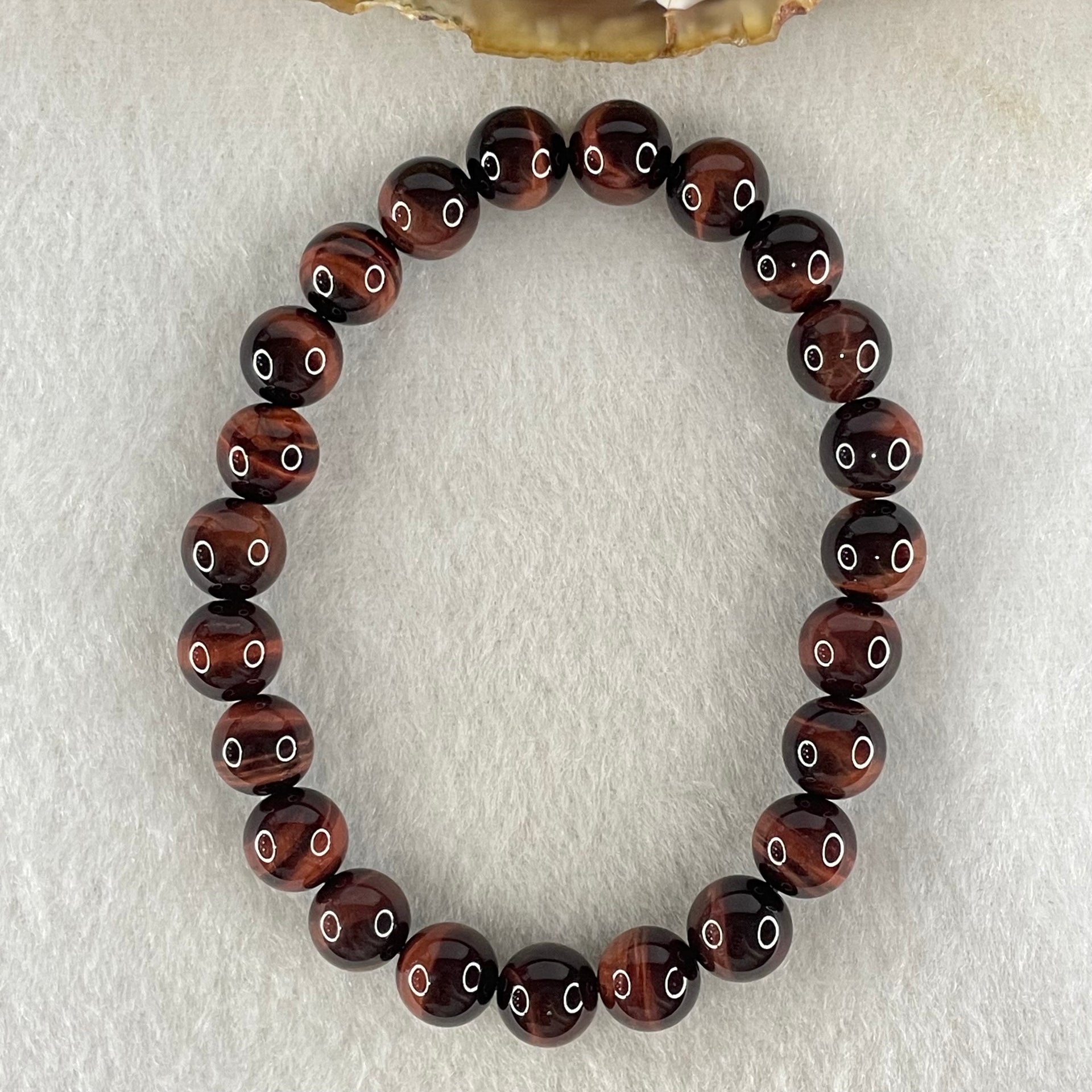 Natural Red Tiger's Eye Quartz Beads Bracelet 18.07g 15.5cm 8.3mm 23 Beads - Huangs Jadeite and Jewelry Pte Ltd