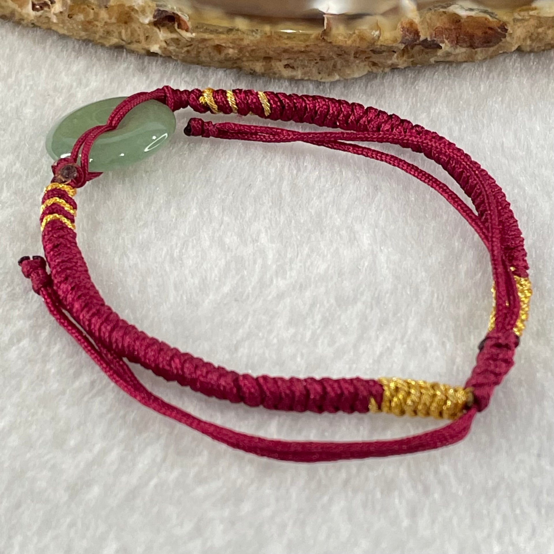 Type A Blueish Green Jadeite Ping An Kou Donut In String Bracelet 2.30g 14.6 by 3.4mm - Huangs Jadeite and Jewelry Pte Ltd