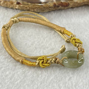 Type A Blueish Green with Brown Jadeite Ping An Kou String Bracelet 2.98g 15.2 by 5.7mm - Huangs Jadeite and Jewelry Pte Ltd