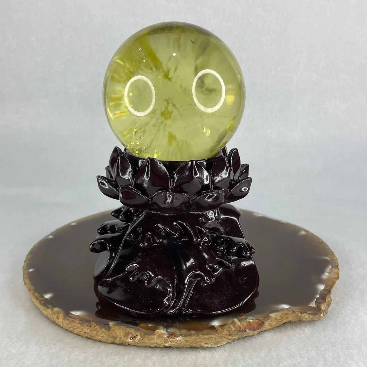 High Grade Natural Yellow Citrine Sphere | Included Custom Clay Base | 61.7mm Flawless Gemstone Grade | Imperial "Merchant’s Stone" Ultimate Wealth Manifestation Crystal Ball (329.20g 85.0x80.0x120.0mm)