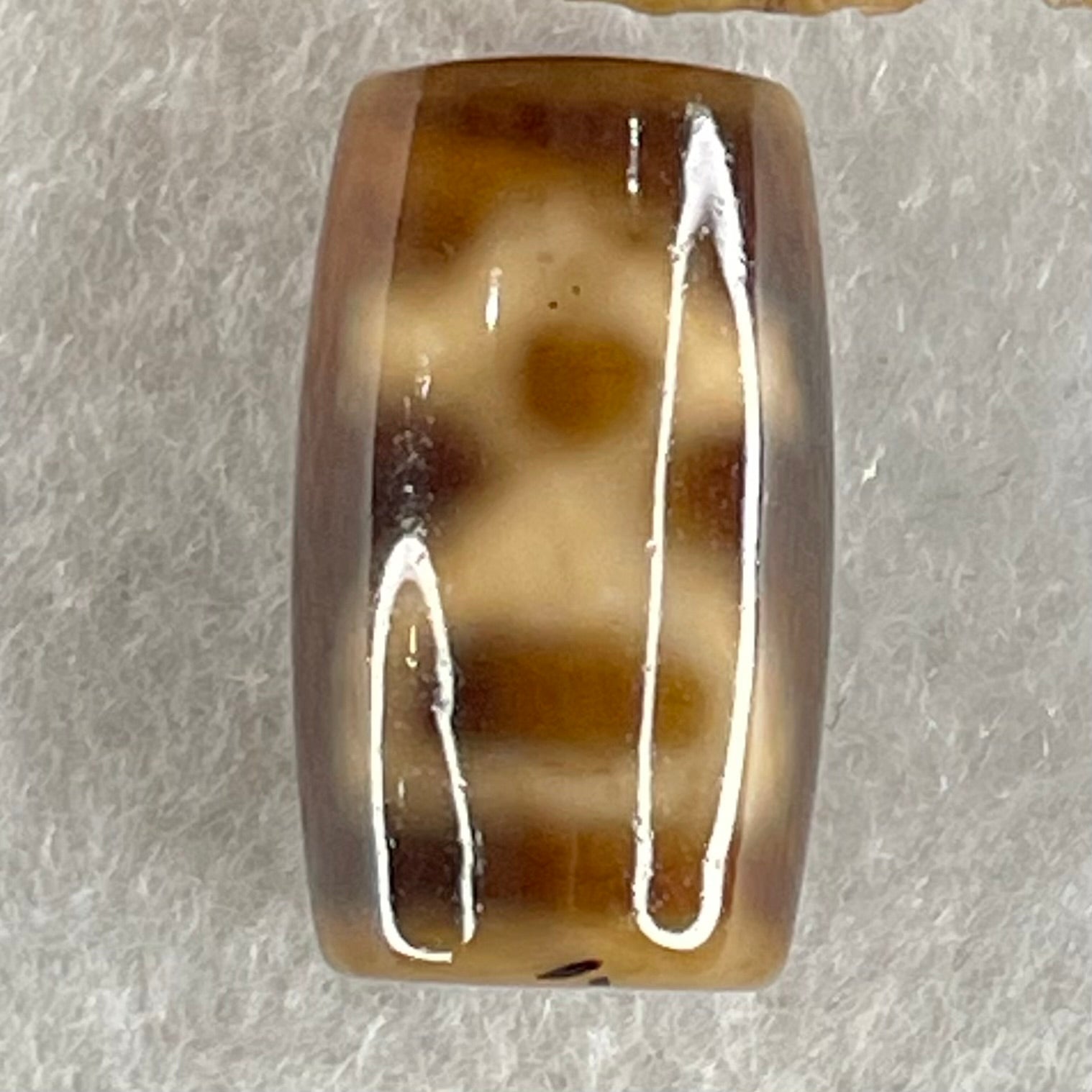 Natural Powerful Tibetan Old Oily Agate Double Cai Shen Dzi Bead Heavenly Master (Tian Zhu) 双财神长天珠 4.89g 19.8 by 11.9mm - Huangs Jadeite and Jewelry Pte Ltd