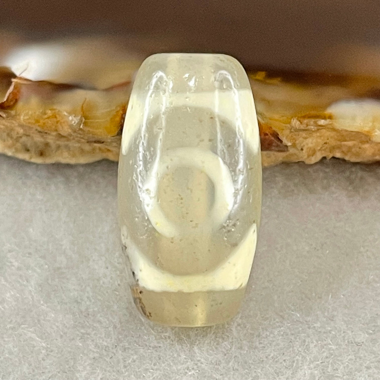 Natural Powerful Tibetan Old Oily Agate 3 Eyes Dzi Bead Heavenly Master (Tian Zhu) 三眼天诛 3.38g 20.1 by 10.8mm - Huangs Jadeite and Jewelry Pte Ltd