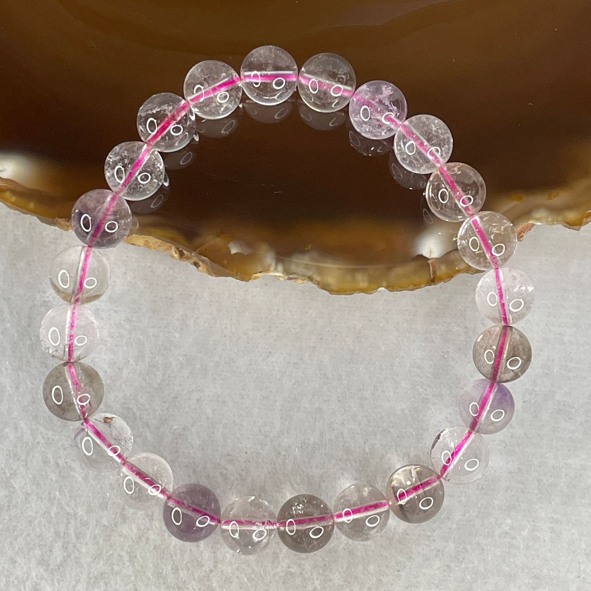 Certified Entry-Grade Natural Super 7 Crystal Beads Bracelet | Sleek Delicate Layering Strand | Authentic Sacred Seven Multi-Mineral Inclusions Quartz Spiritual Catalyst & Auric Shield Bracelet (15.60g | 15.5cm Length | 7.8mm | 23 Beads)