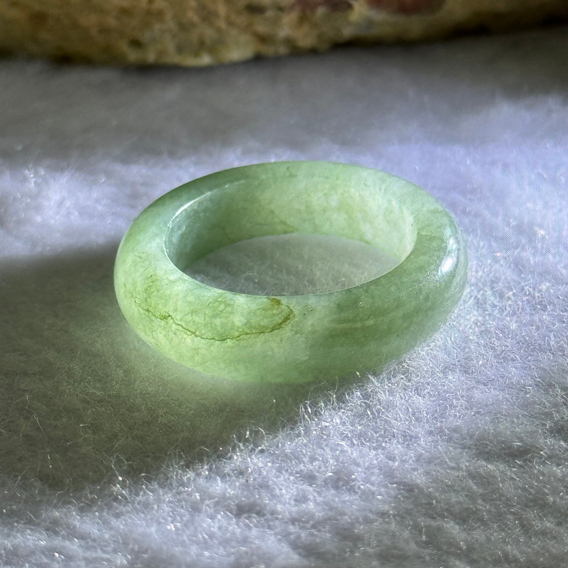 Type A Green Jadeite Ring 3.89g 5.5 by 3.8mm US7.25 HK16 (External Line) - Huangs Jadeite and Jewelry Pte Ltd