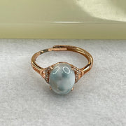 Natural Larimar in S925 Silver Rose Gold Color Ring (Adjustable Size) 1.99g 10.2 by 8.2 by 5.5mm - Huangs Jadeite and Jewelry Pte Ltd