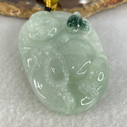 Type A Light Green with Dark Green Spot Jadeite Milo Buddha Pendant 37.98g 48.2 by 34.5 by 12.6mm - Huangs Jadeite and Jewelry Pte Ltd
