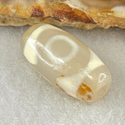 Natural Powerful Tibetan Old Oily Agate 3 Eyes Dzi Bead Heavenly Master (Tian Zhu) 三眼天诛 2.98g 20.1 by 10.2mm - Huangs Jadeite and Jewelry Pte Ltd