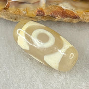 Natural Powerful Tibetan Old Oily Agate 3 Eyes Dzi Bead Heavenly Master (Tian Zhu) 三眼天诛 2.71g 20.1 by 9.8mm - Huangs Jadeite and Jewelry Pte Ltd