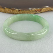 Type A Semi Icy Bright Green Jadeite Oval Bangle Internal Diameter 54.4mm 40.37g 11.3 by 8.4mm (Slight Internal Lines) - Huangs Jadeite and Jewelry Pte Ltd