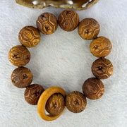 Natural Yabai Prosperity Beads Bracelet for Wealth Attraction and Retention 天然崖柏木天下富贵手链 40.70g 20.4 mm by 12 Beads / Ring 8.2 by 5.2 mm - Huangs Jadeite and Jewelry Pte Ltd