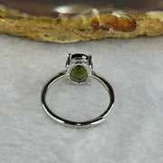 Natural Faceted Czech Republic Moldavite Meteorite Crystal in S925 Sliver Ring (Adjustable Size) 天然捷克陨石925银戒指 1.43g 9.0 by 7.0 by 4.6mm - Huangs Jadeite and Jewelry Pte Ltd