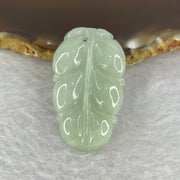 Type A Light Green Jadeite Leaf for Overnight Success 一夜发财 9.56g 37.7 by 22.5 by 5.8mm - Huangs Jadeite and Jewelry Pte Ltd