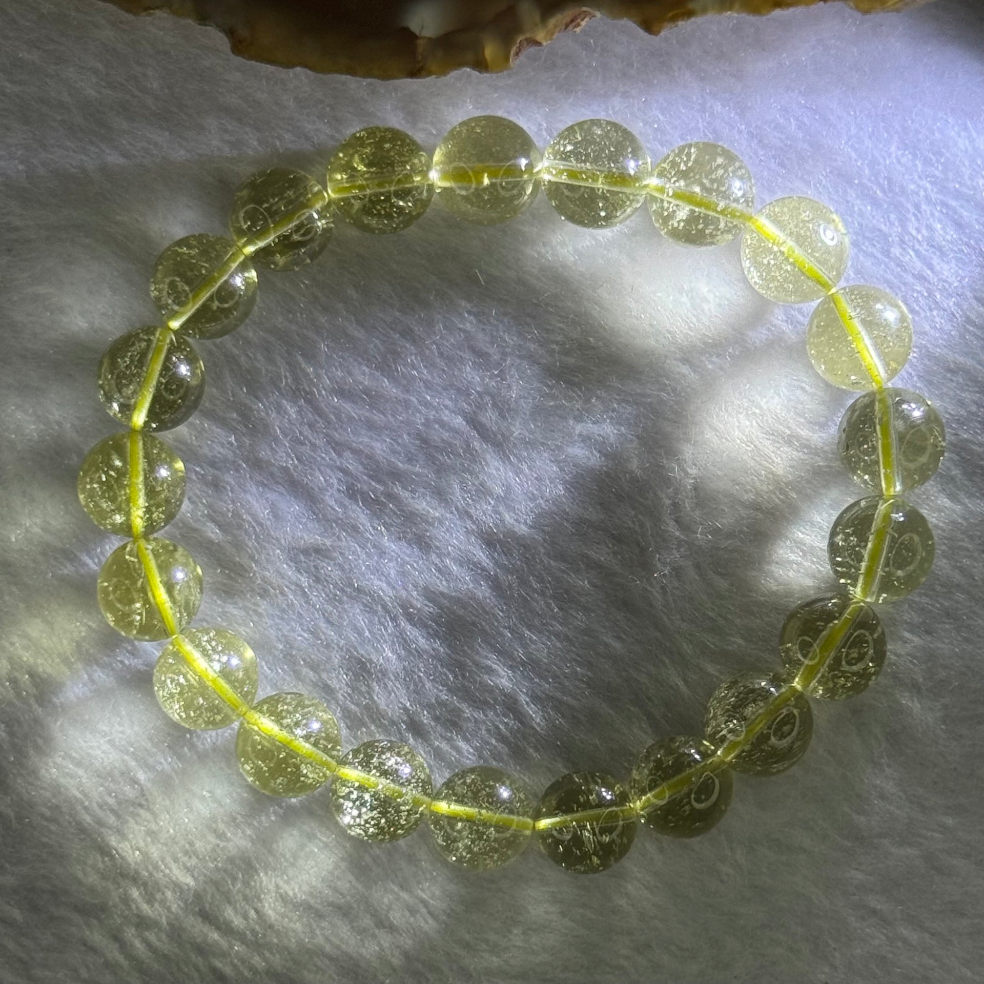 Natural Libyan Moldavite Meteorite Crystal Beads Bracelet 天然利比亚陨石手链 21.73g 17.5cm 9.9mm 21 Beads - Huangs Jadeite and Jewelry Pte Ltd