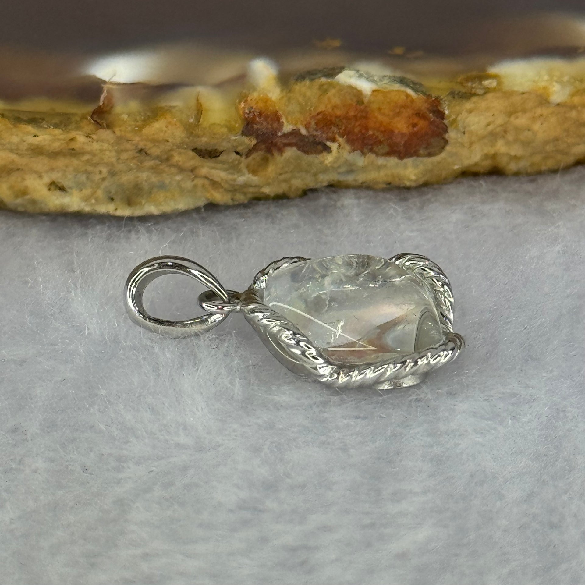 Natural Madagascar Blue Moonstone in S925 Silver Pendant 1.76g 11.2 by 9.5 by 3.5mm - Huangs Jadeite and Jewelry Pte Ltd