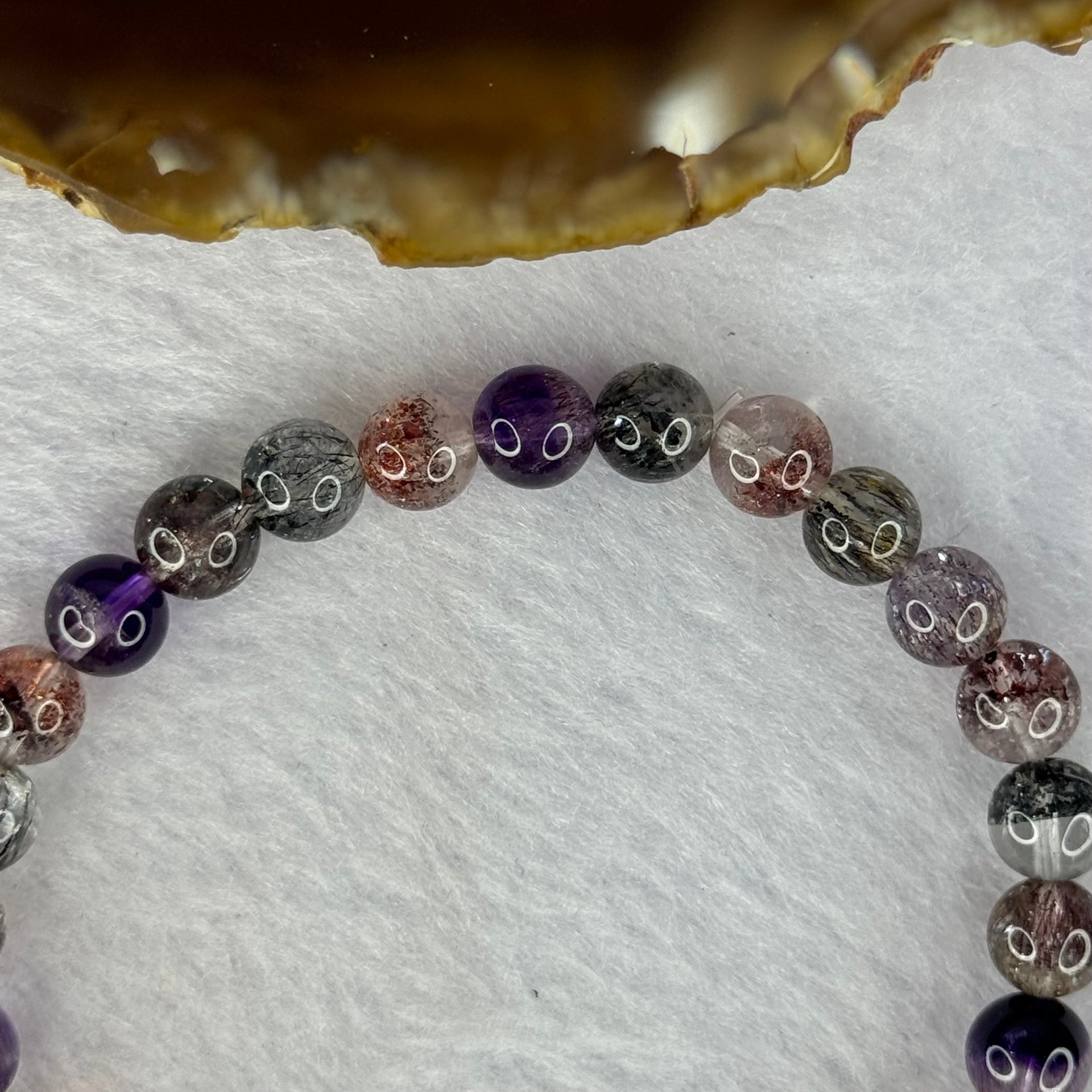 Very Good Grade Natural Transparent Bright Super 7 Beads Bracelet 非常好的等级天然透明深彩色超级七珠手链 10.84g 15cm 6.8mm 27 Beads - Huangs Jadeite and Jewelry Pte Ltd