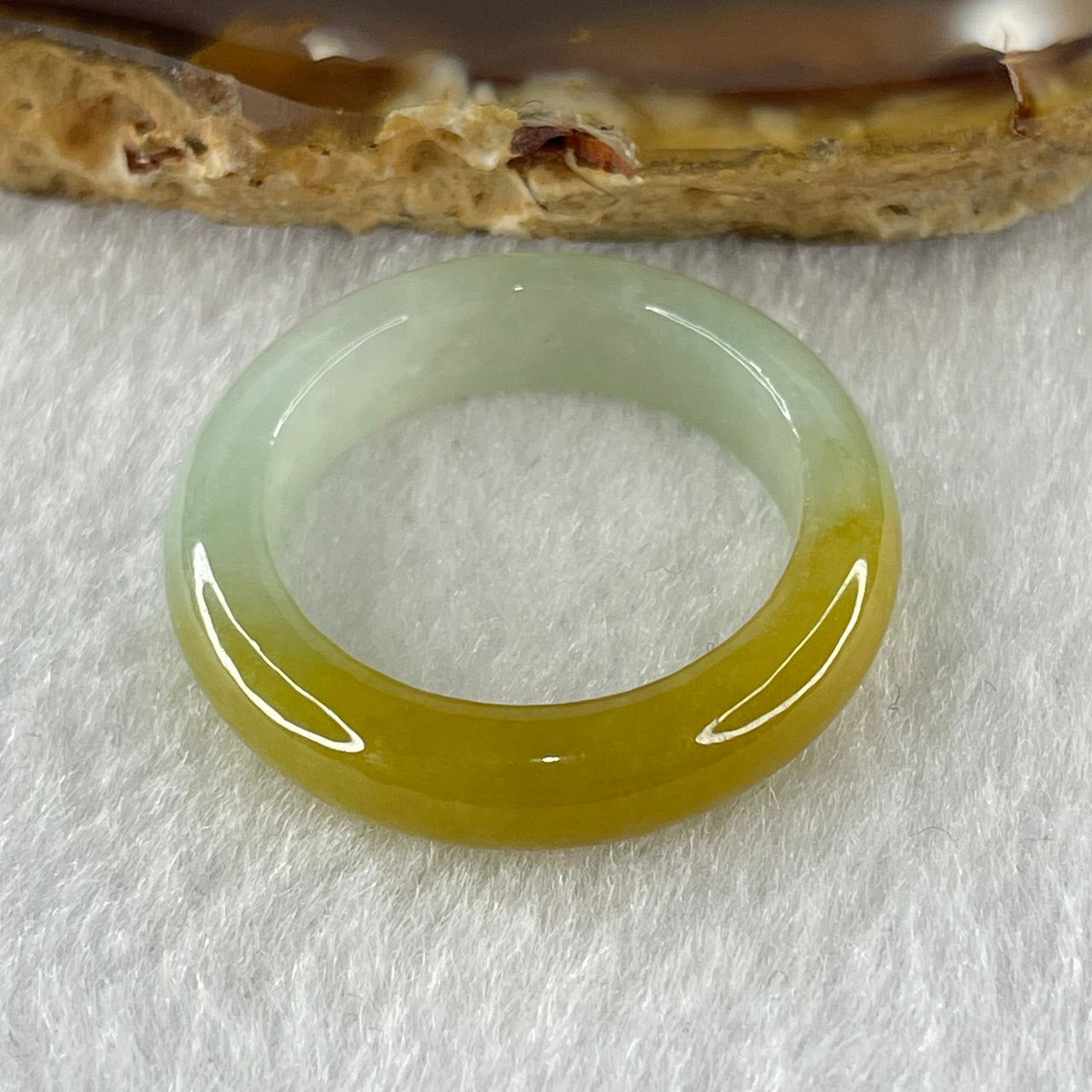 Natural Type A Semi Semi Icy Yellow and Faint Sky Blue Jadeite Jadeite Ring 4.49g 5.7 by 4.1mm US9.9 HK22