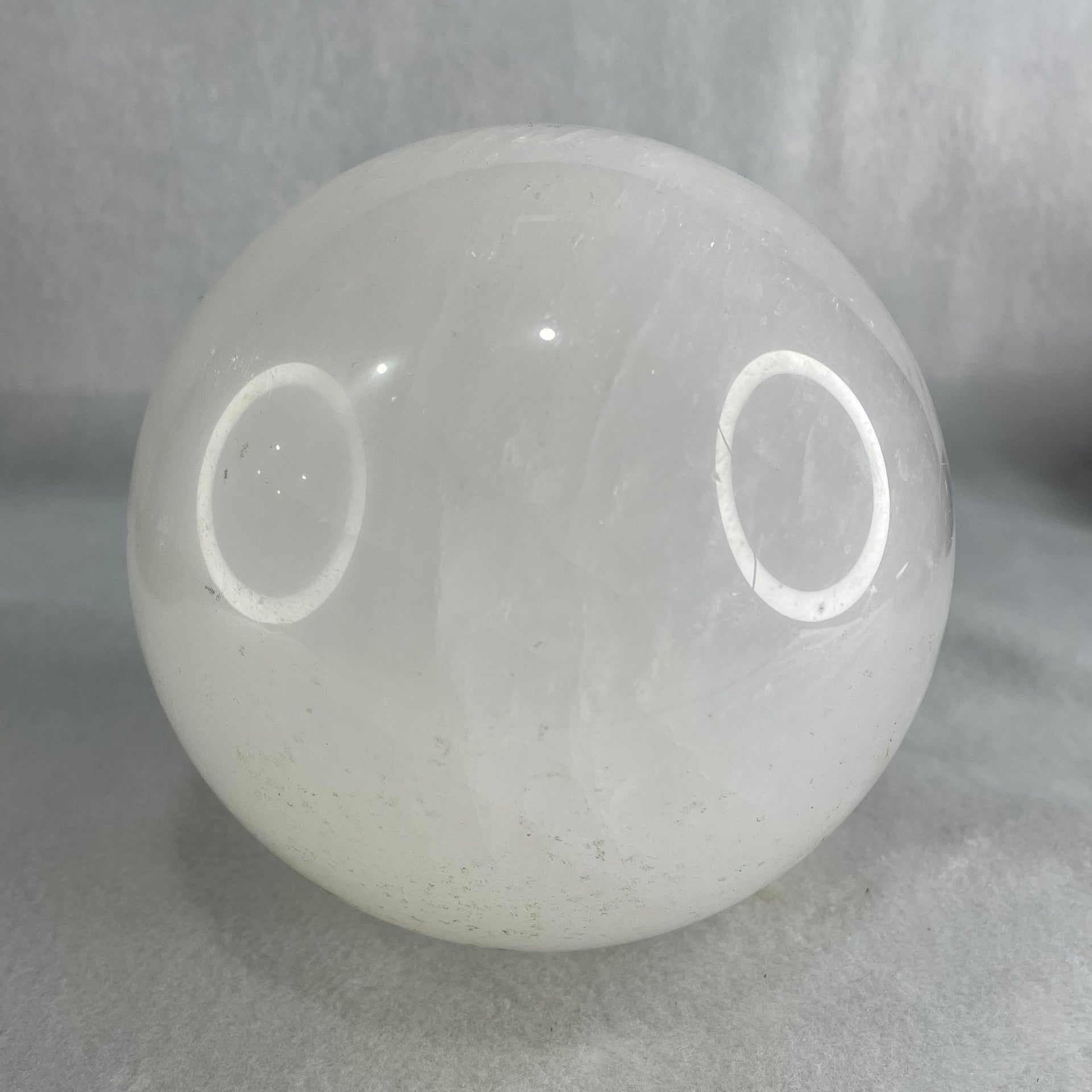 Natural Milky White Quartz Crystal Sphere Ball with Wooden Stand 1,706.3g 103.0 by 130.0mm - Huangs Jadeite and Jewelry Pte Ltd