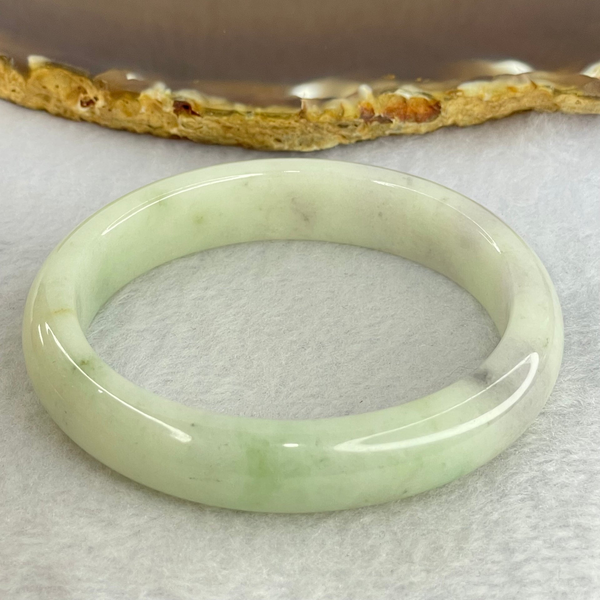 Type A Light Green and Lavender with Yellow spot Jadeite Bangle Internal Diameter 55.8mm 47.67g 12.6 by 7.7mm (Very Slight External Rough + Internal Lines) - Huangs Jadeite and Jewelry Pte Ltd