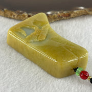 Natural Type A Yellow Jadeite Shan Shui Scenic with Gui Ren Benefactor 99.67g 66.1 by 39.8 by 17.2mm (Burned) - Huangs Jadeite and Jewelry Pte Ltd