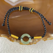 Type A Blueish Green Jadeite Ping An Kou Donut With String Bracelet 2.63g 14.9 by 6.6mm - Huangs Jadeite and Jewelry Pte Ltd