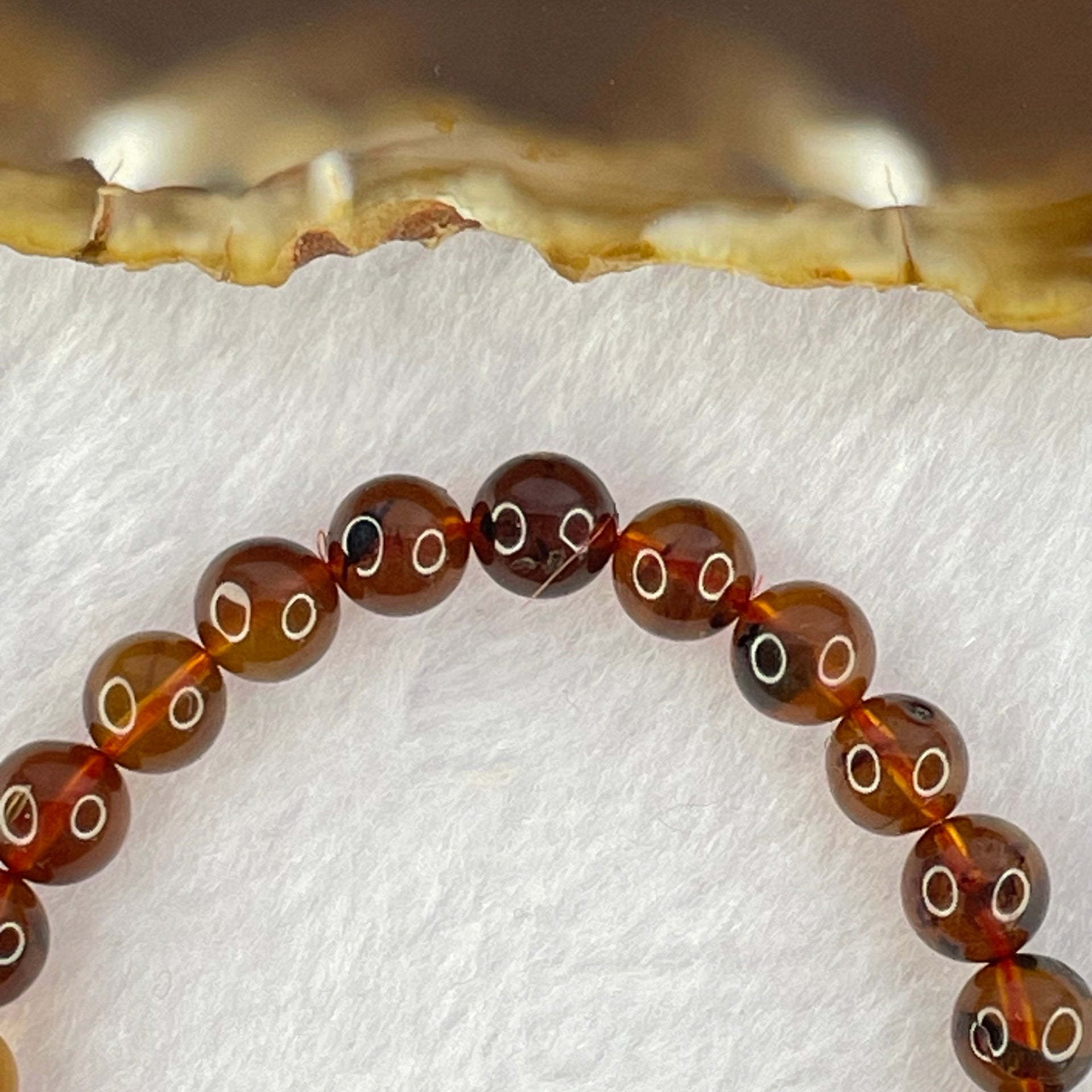 Natural Purple Amber Beads Bracelet 天然紫蜜琥珀手链 4.19g 15cm 6.6mm 27 Beads - Huangs Jadeite and Jewelry Pte Ltd