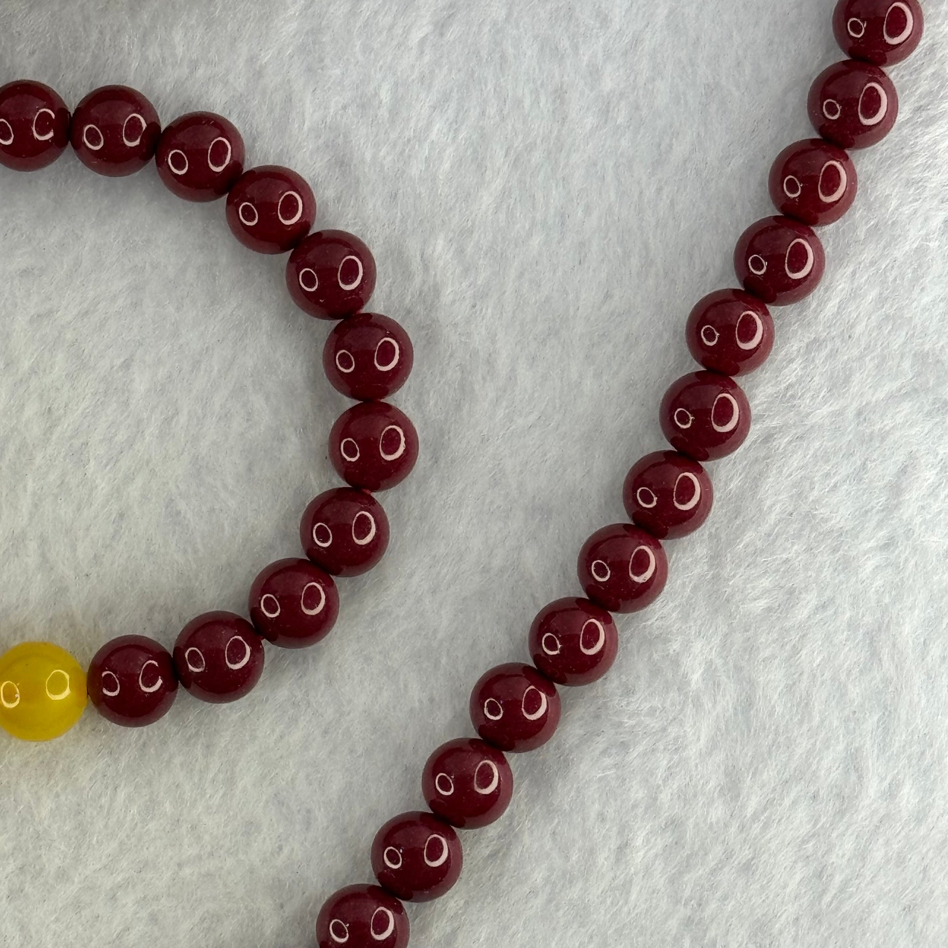 Natural Cinnabar with Amber Bracelet 16cm 8.5mm Necklace with Amber 44cm 8.5mm Set Total Weight 85.30g - Huangs Jadeite and Jewelry Pte Ltd