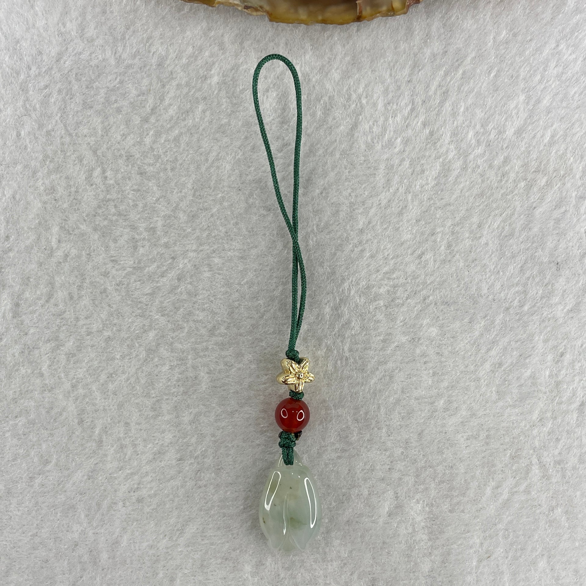 Natural Type A Light Green Jadeite Flower Charm 2.72g 18.2 by 10.8 by 5.1mm - Huangs Jadeite and Jewelry Pte Ltd
