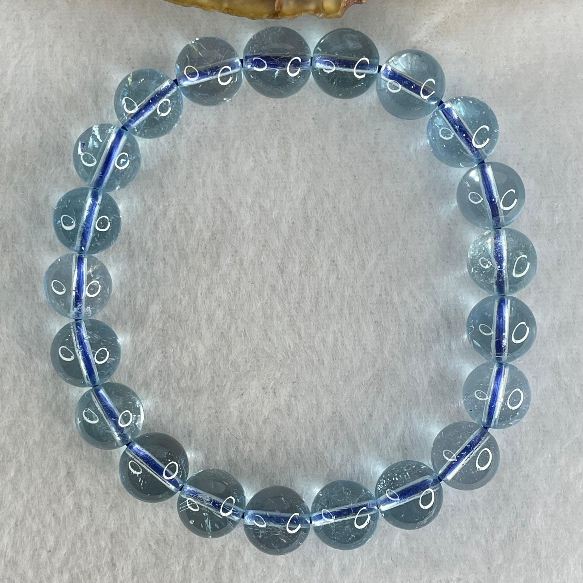 Good Grade Natural Blue Topaz Beads Bracelet 29.22g 15.5cm 9.3mm 21 Beads - Huangs Jadeite and Jewelry Pte Ltd