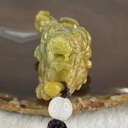 Grand Master Type A Yellow with Green Jadeite Flying Pixiu Pendant 102.1g 34.4 by 33.0 by 20.2mm - Huangs Jadeite and Jewelry Pte Ltd