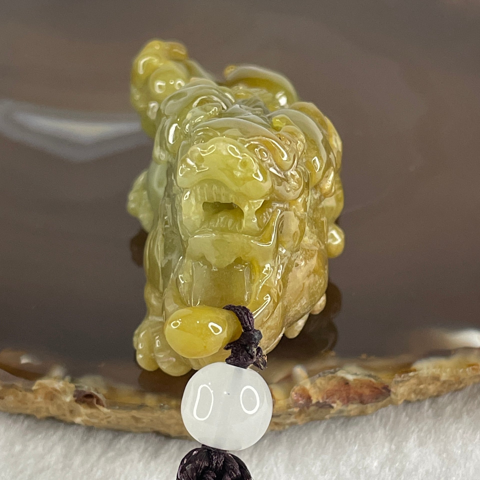 Grand Master Type A Yellow with Green Jadeite Flying Pixiu Pendant 102.1g 34.4 by 33.0 by 20.2mm - Huangs Jadeite and Jewelry Pte Ltd