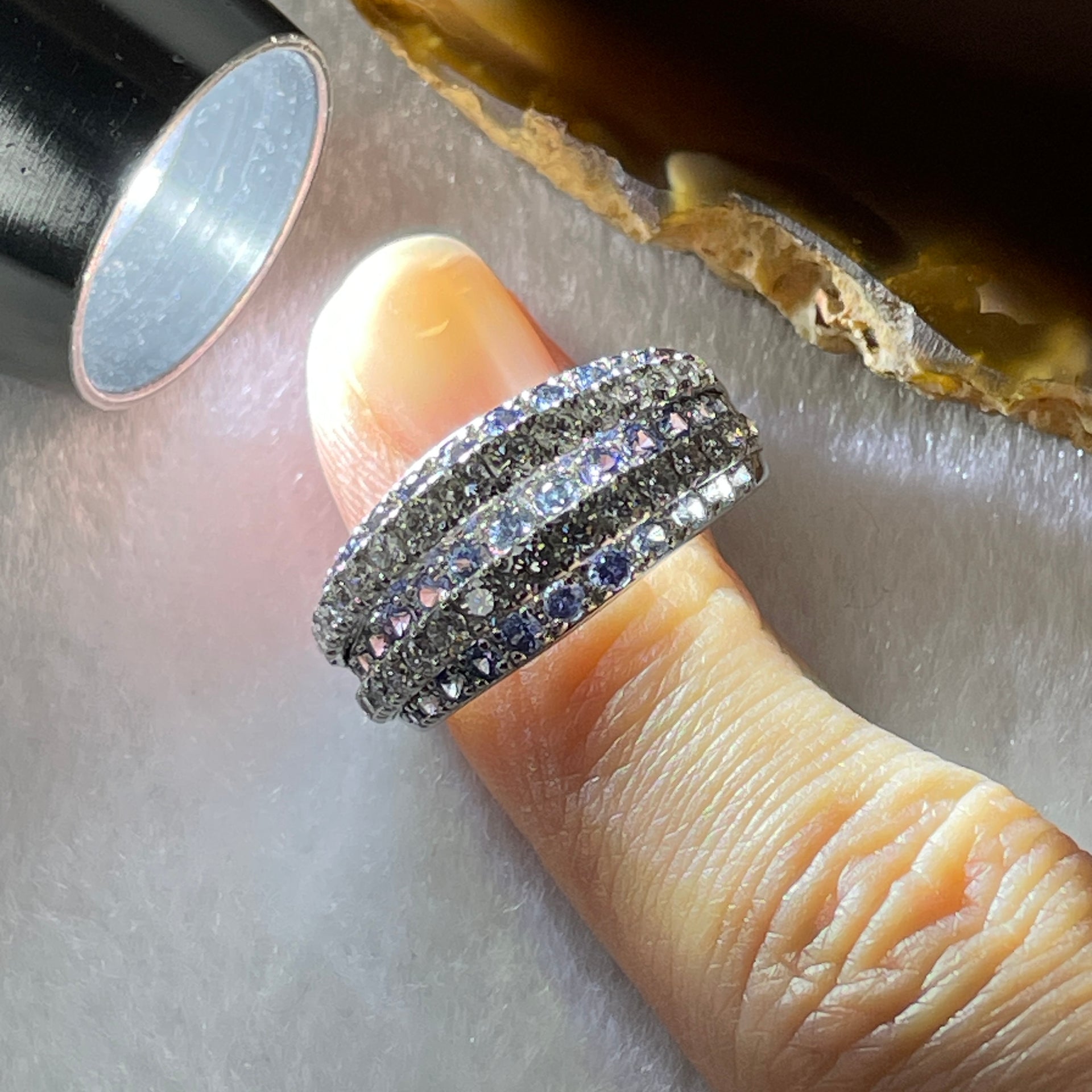 High Grade Natural Pastel Blue Sapphire 1.28ct Natural Diamonds 0.78ct 18K 750 White Gold Ring Total 11.53g US6.75 HK14.5 EUR53 Inner Diameter 17mm - Huangs Jadeite and Jewelry Pte Ltd