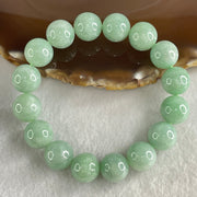 Type A Green Jadeite Beads Bracelet 60.11g 16cm 13.1mm 16 Beads - Huangs Jadeite and Jewelry Pte Ltd