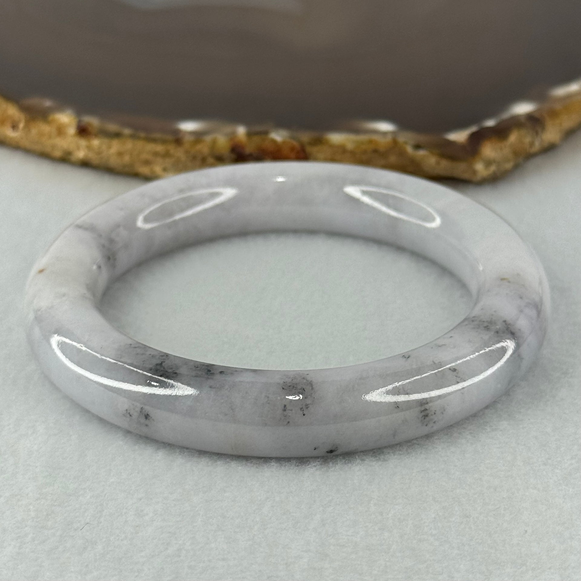 Type A Faint Lavender with Wuji Grey Jadeite Bangle Internal Diameter 54.6mm 69.56g 11.6 by 11.3mm (Very Slight Internal Line) - Huangs Jadeite and Jewelry Pte Ltd