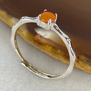 Type A Red Cabochon Jadeite in S925 Sliver Ring (Adjustable Size) 0.99g 4.0 by 2.5mm - Huangs Jadeite and Jewelry Pte Ltd