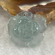 Natural Type A Greyish Green Jadeite Lotus Flower Pendant | Bloom Purity, Grounding & Serenity Talisman (1.20g | 14.8 x 13.7 x 4.1mm) - Huangs Jadeite and Jewelry Pte Ltd