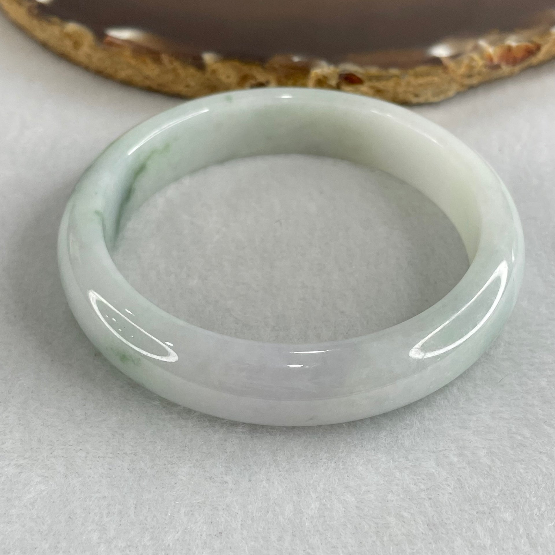 Type A Light Blueish Green with Dark Blueish Green Piao Hua Jadeite Bangle 48.93g Inner Diameter 56.5mm 12.9 by 7.3mm (Internal Line) - Huangs Jadeite and Jewelry Pte Ltd