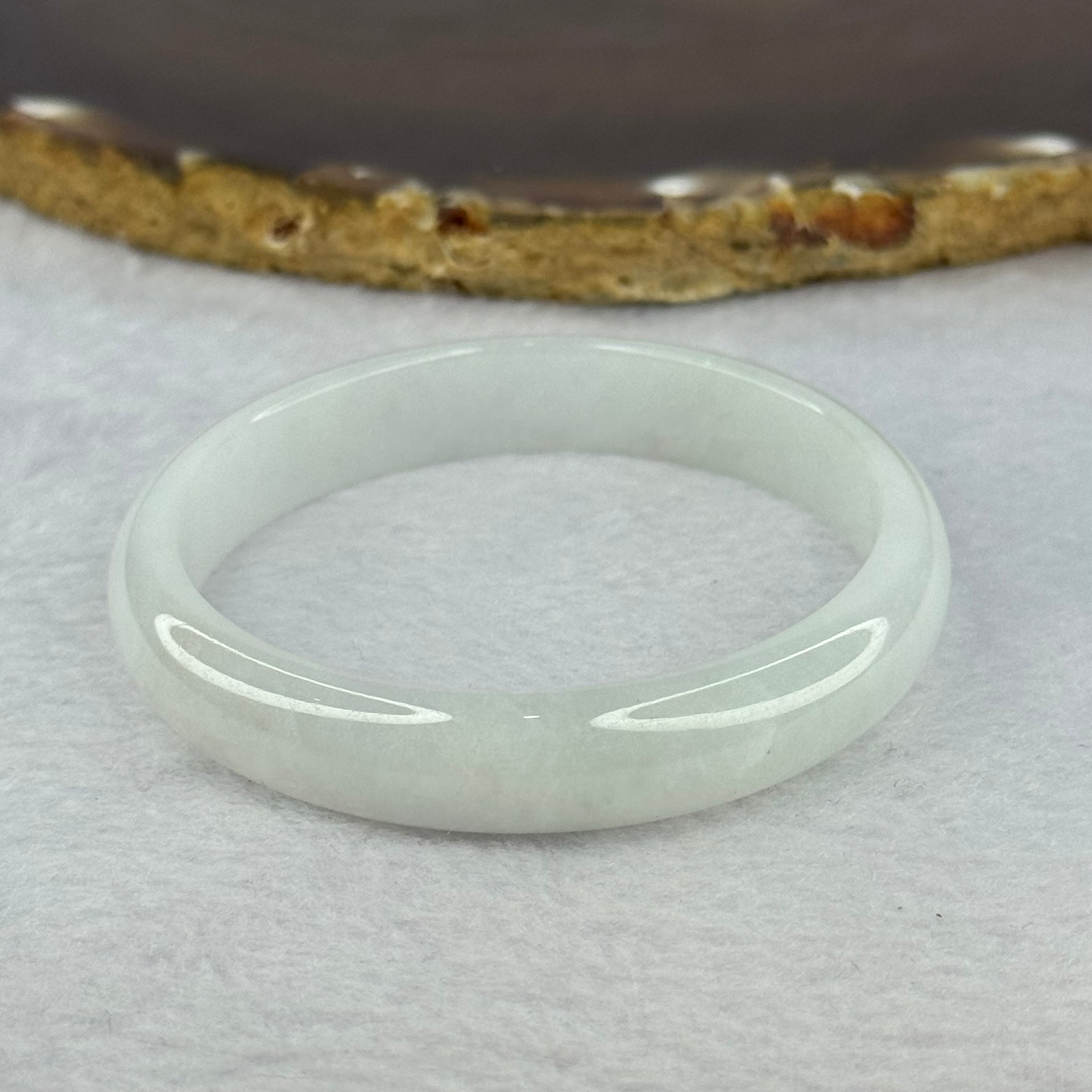 Type A Light Lavender Green to White Jadeite Bangle 25.04g Internal Diameter 49.9mm 10.4 by 5.4mm (Very Slight Internal Line) - Huangs Jadeite and Jewelry Pte Ltd