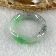 Type A Wuji Grey with Apple Green Piao Hua Jadeite Ring 5.25g 6.5 by 4.6mm US8.5 HK18.8 - Huangs Jadeite and Jewelry Pte Ltd