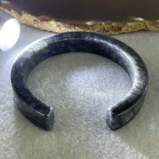 Natural Type A Wuji Grey Jadeite Opening Bangle | 56.1mm Inner (43.43g 11.0x7.1mm | Modern Open Cuff Silhouette| Flexible Luxury, Grounding & Spiritual Shield) - Huangs Jadeite and Jewelry Pte Ltd
