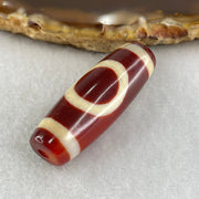 Natural Powerful Tibetan Old Oily Red White Agate One Eye Earth Element Dzi Bead Heavenly Master (Tian Zhu) 一眼土元素天珠 9.05g 36.4 by 12.8mm - Huangs Jadeite and Jewelry Pte Ltd