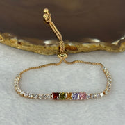 Multi Color Cubic Zirconia Crystals in 14KGF Bracelet (Adjustable Size) 4.9g 5.0 by 4.0 by 2.9mm - Huangs Jadeite and Jewelry Pte Ltd