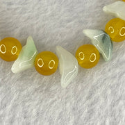 Type A Green Jadeite Gold Ingot with Yellow Crystal Bracelet 19.53g 14.2 by 6.4 by 5.3mm 13 Beads - Huangs Jadeite and Jewelry Pte Ltd