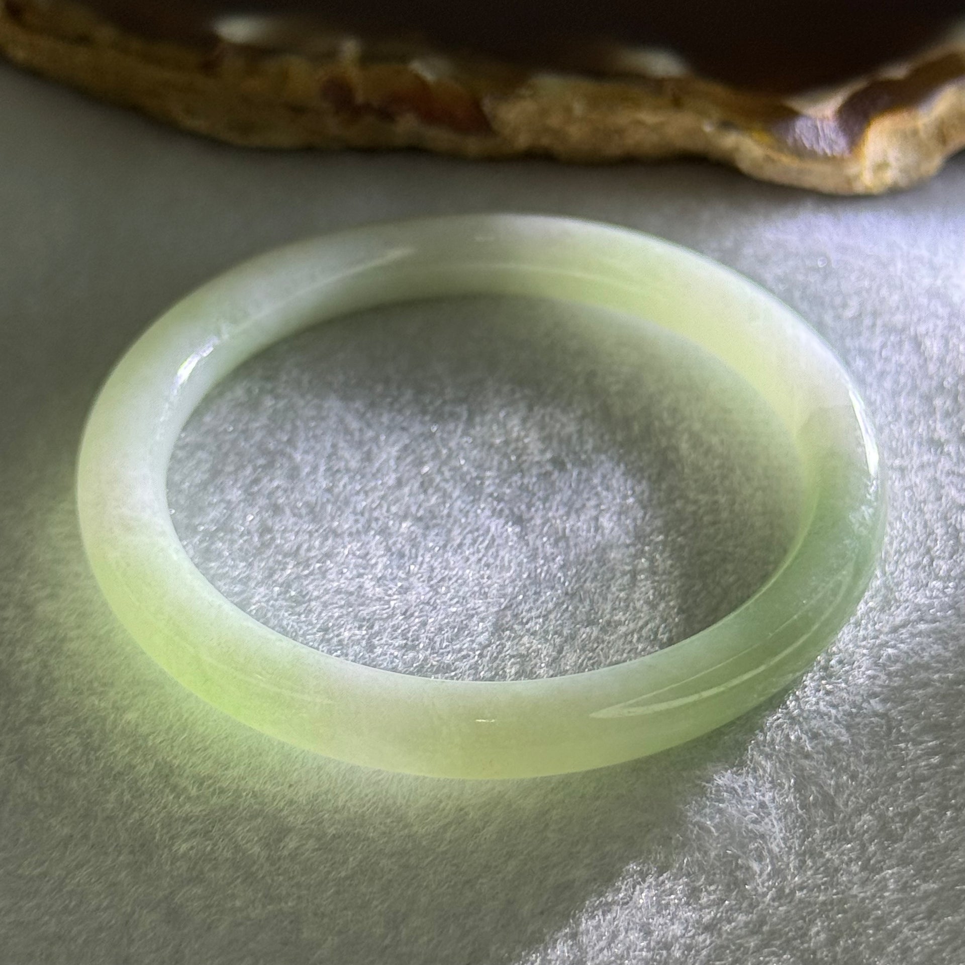 Baby Kids Type A Light Green Jadeite Bangle Internal Diameter 44.0mm 14.76g 60 by 6.0mm (Slight Internal Line) - Huangs Jadeite and Jewelry Pte Ltd