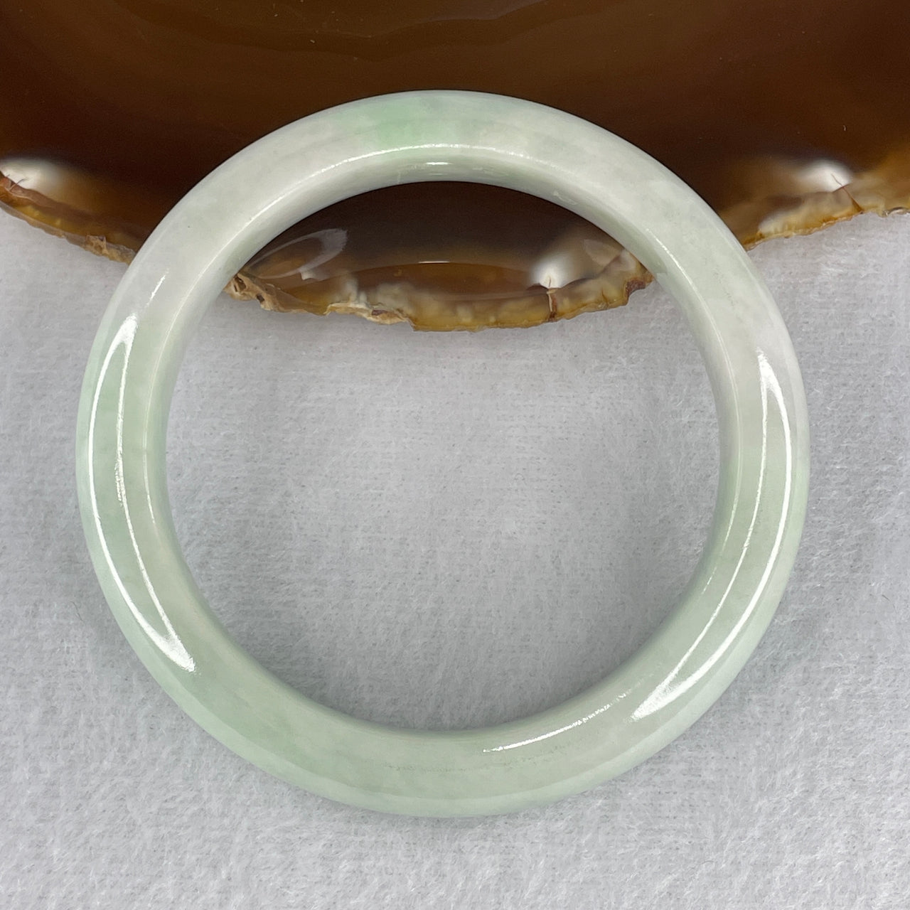 Certified Natural Type A Light Green with  Faint Lavender Patches Jadeite Bangle 62.580g Internal Diameter 58.5mm 12.5 by 9.2mm (Very Slight Internal Lines) - Huangs Jadeite and Jewelry Pte Ltd