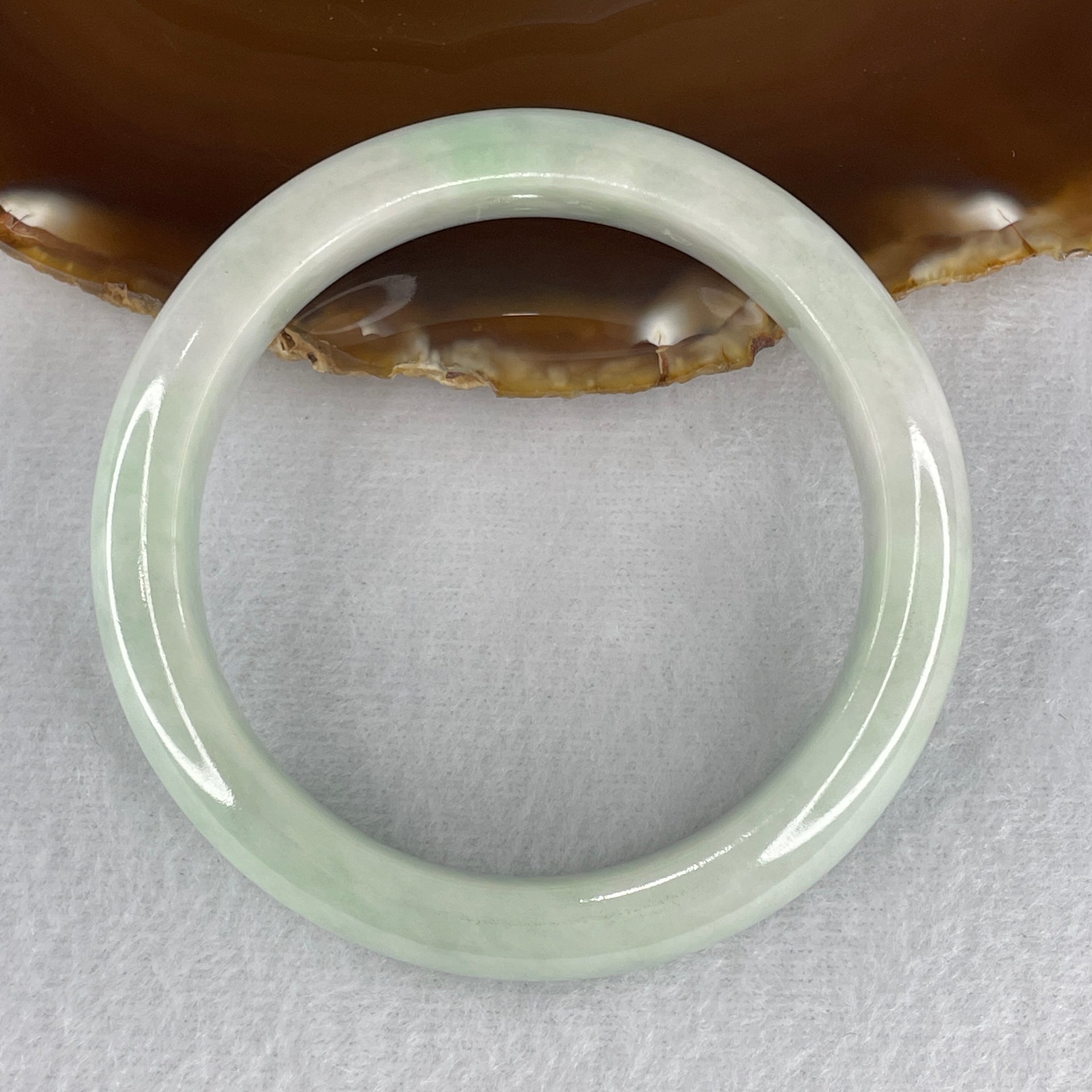 Certified Natural Type A Light Green with  Faint Lavender Patches Jadeite Bangle 62.580g Internal Diameter 58.5mm 12.5 by 9.2mm (Very Slight Internal Lines) - Huangs Jadeite and Jewelry Pte Ltd